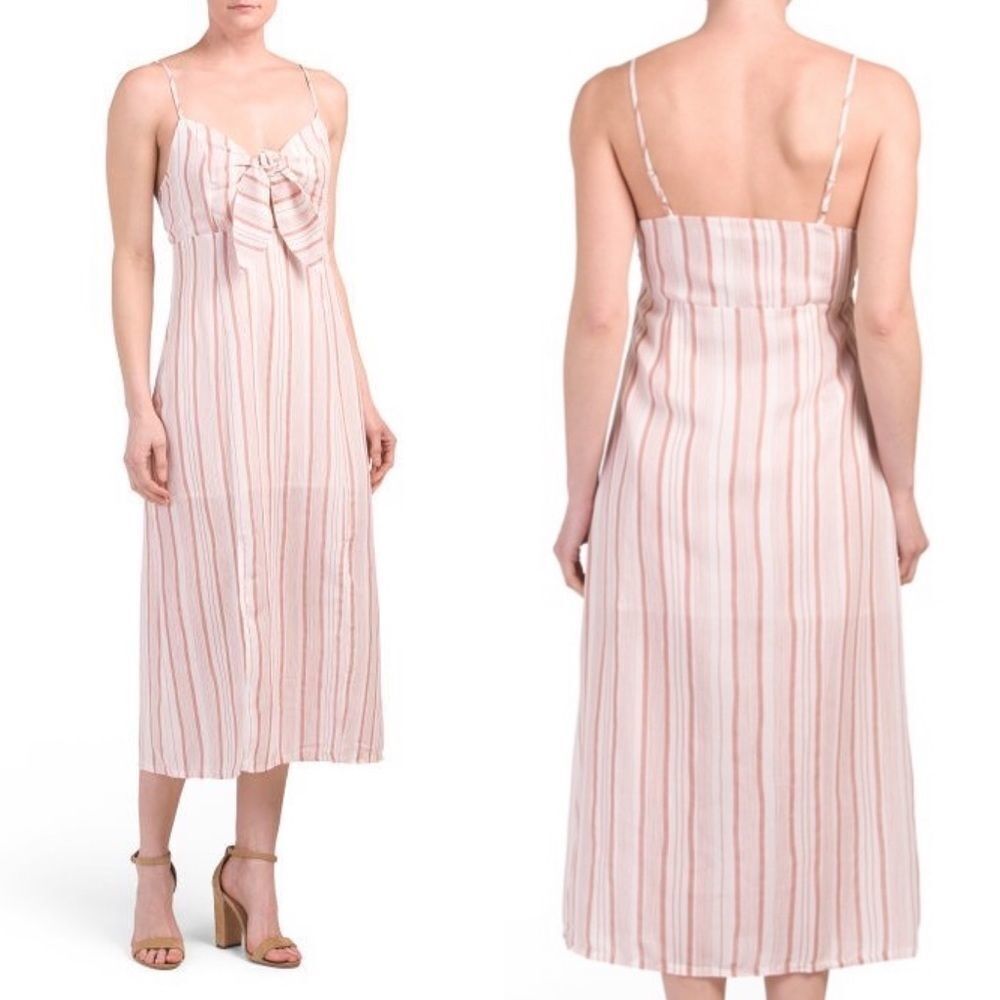 MorrisDay The Label Summer Stripe Tie Bust Midi Dress Size Large